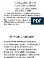 Salient Features of The American Constitution