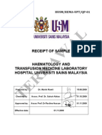 Receipt of Sample: HUSM/HEMA - UPT/QP - 01