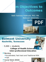 From Objectives To Outcomes: Beth Fentress Hallmark, PHD, RN Belmont University Nashville, TN