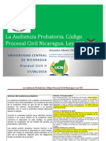 La Audiencia Probatoria en Nicaragua. Materia Civil