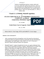 Claude E. Landers v. State Farm Mutual Automobile Insurance Company, An Illinois Corporation, 9 F.3d 117, 10th Cir. (1993)