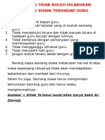 Adab Yang Tidak Boleh Dilakukan Seorang Siswa Terhadap Guru