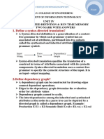 Third Year Sixth Semester CS6660 Compiler Design Two Mark With Answer