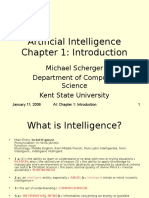 Artificial Intelligence Chapter 1: Introduction: Michael Scherger Department of Computer Science Kent State University