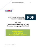 ETL 431 Teaching Literature in The Second Language Context: Assignment (BPG 40%)