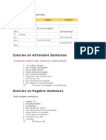 Exercise On Affirmative Sentences: Present Simple Exercises