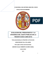 Evolucion Del Presupuesto y La Eficiencia Del Gasto Publico en La Region Cusco