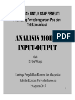 Analisis Model Input-Output: Pelatihan Untuk Staf Peneliti Puslitbang Penyelenggaraan Pos Dan Telekomunikasi