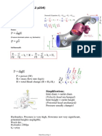 Fluid Power (CH 12 p254) : P Power (W) M Mass Flow Rate (KG/S) H Total Head Change (H H - H)