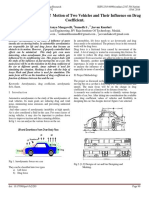 Aerodynamic Analysis of Motion of Two Vehicles and Their Influence On Drag Coefficient.