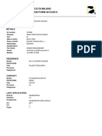 Politecnico Di Milano APPLICATION FORM 2012/2013: Details