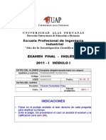 Escuela Profesional de Ingeniería Industrial: Examen Final - Inglés Iii 2011 - I Módulo I