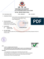 Information Report: in Respect of Article/Document Lost in Delhi SO No: 430/2014 Delhi Police