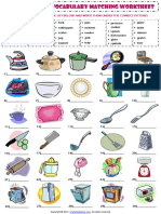 Kitchen Utensils Esl Vocabulary Matching Exercise Worksheet