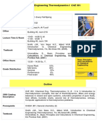 Chemical Engineering Thermodynamics I Che 301: Credit Hours and Term