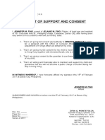 Affidavit of Support and Consent