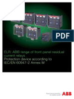 ELR: ABB Range of Front Panel Residual Current Relays: Protection Device According To IEC/EN 60947-2 Annex M