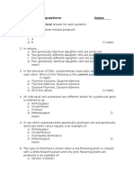 Year 11 Genetics Revision Test