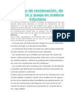 Recurso de Reclamación, de Apelación y Queja en Materia Tributaria