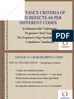 Acceptance Criteria of Weld Defects As Per Different Codes - The Engineers Edge Institute of NDT CBE