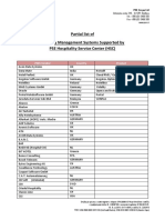 Partial List of Property Management Systems Supported by PSE Hospitality Service Center (HSC)