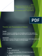 Topics Transfer and Transmission of Shares Oppression and Mismanagement Class Action Suits Section 135-Corporate Social Responsibility