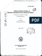 Reliability Prediction Studies On Electrical Insulation Navy Summary Report NAVAL