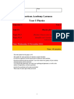 Edexcel GCSE Physics P2 Topic 6 Test 16 - 17 With Mark Scheme