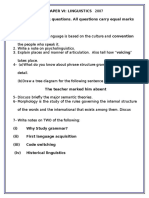 Paper Vi: Linguistics 2007 Attempt Tiny FOUR Questions. All Questions Carry Equal Marks