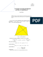 A New Formula Concerning The Diagonals and Sides of A Quadrilateral