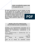 Modelo de Acta Constitutiva para Una Asociación Cooperativa en Venezuela