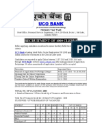 UCO BANK 1000 Clerks Recruitment Notification