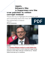 Pat Flanagan, Whistleblowers Like Jonathan Sugarman Are The True Patriots in Rotten Corrupt Ireland