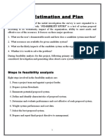 Project Estimation and Plan: Steps in Feasibility Analysis