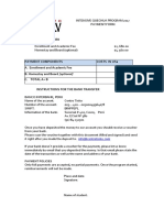 Payment Components Costs in Us$ A. Enrollment and Academic Fee B. Homestay and Board (Optional) C. Total A+ B Instructions For The Bank Transfer