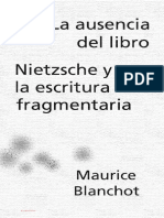 La Ausencia Del Libro Nietzche La Escritura Fragmentaria Maurice Blanchot PDF