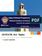 Object-Oriented Programming (CS F213) : BITS Pilani