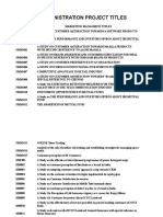 Mcom Business Administration Project Titles