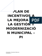 Plan de Incentivos A La Mejora de La Gestión y Modernización Municipal