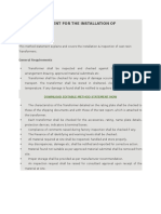 Method Statement For The Installation of Transformer