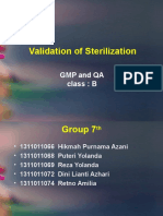 Validation of Sterilization: GMP and Qa Class: B