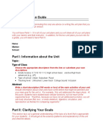 TE 802: Unit Plan Guide: Topic: Type of Class