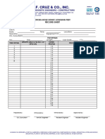 Record Sheet For Sonic Logging Test