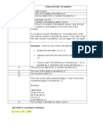 Number Divisible By: Characteristic of Number: Arithmetic Sequence Formula