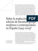 Sobre La Traducción de Literatura Griega Moderna y Contemporánea en España PDF