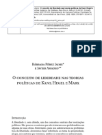 O Conceito de Liberdade Nas Teorias Políticas de Kant, Hegel e Marx PDF