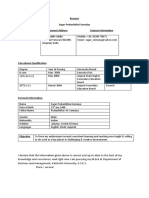 Resume Sagar Prakashbhai Somaiya Permanent Address Contact Information