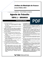 FGV 2014 Prefeitura de Osasco SP Agente de Transito Prova