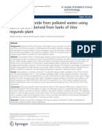 Removal of Fluoride From Polluted Waters Using Active Carbon Derived From Barks of Vitex Negundo Plant