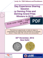 One Day Experience Sharing Session by Deming Prize and Deming Grand Prize Winners in 2012